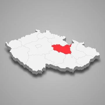 Pardubice region location within Czech Republic 3d map Stock Illustration