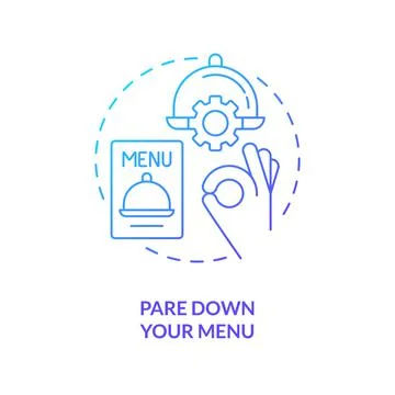 Pare down your menu blue gradient concept icon Stock Illustration