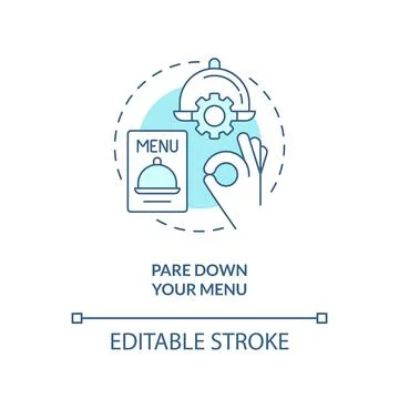 Pare down your menu turquoise concept icon Stock Illustration