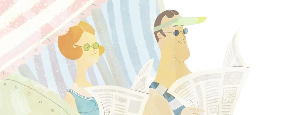 A pare reading on the beach Stock Illustration