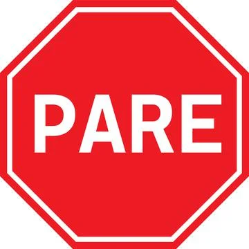 Pare traffic sign on white background. PARE stop sign. the portuguese Stock Illustration