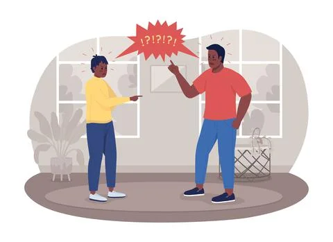 Parent-adolescent conflict 2D vector isolated illustration Stock Illustration