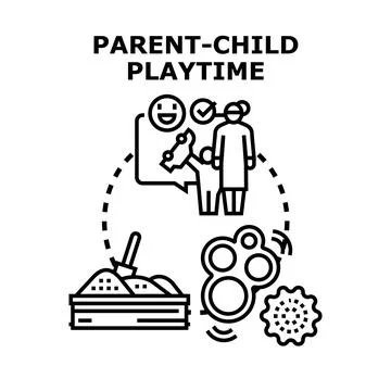 Parent and child enjoying interactive playtime activities Stock Illustration