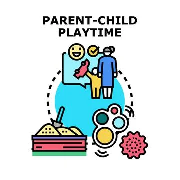Parent and child enjoying interactive playtime activities Stock Illustration
