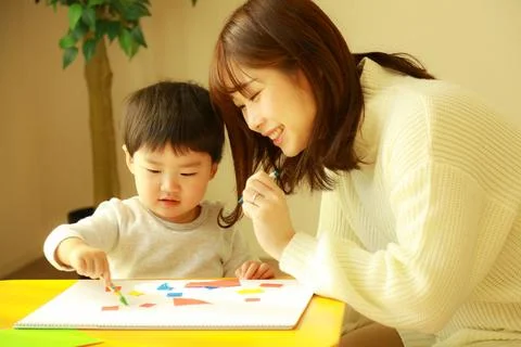 Parent and child working Foto stock