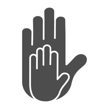 Parent and childs hands solid icon. Small hand in big one vector illustration Stock Illustration