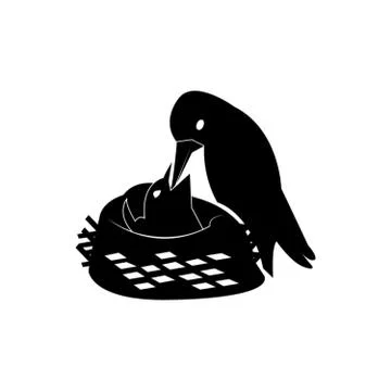 Parent bird nest Stock Illustration