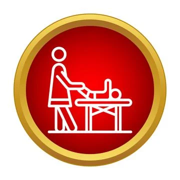 Parent changing infant diaper on changing table icon Stock Illustration
