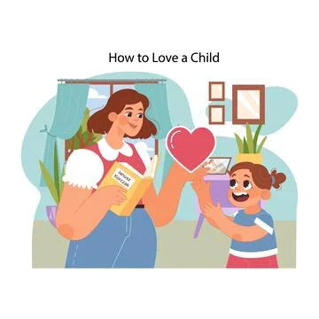 Parent-child bonding concept. Flat vector illustration Illustrazione stock