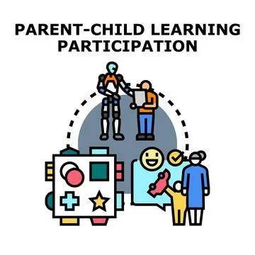 Parent child learning participation concept illustration vector Stock Illustration