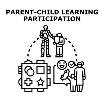 Parent child learning participation concept illustration vector Stock Illustration