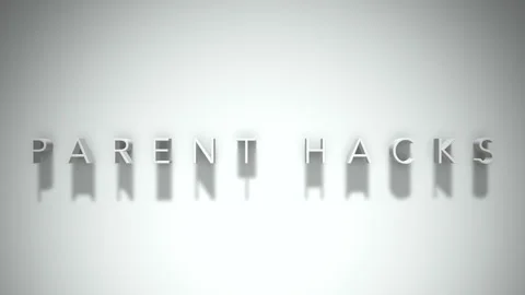 Parent hacks  3D title animation white text on a white background Stock Footage 299635632