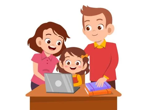 Parent help teach kid illustration Stock-Illustration