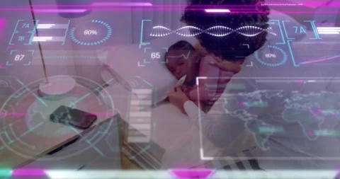 Parent placing temp probe in child's mouth, monitoring health in bedroom while Stock Footage 323354674