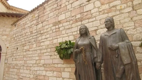 Parent statue of St. Francis, Assisi Stock Footage 82130581