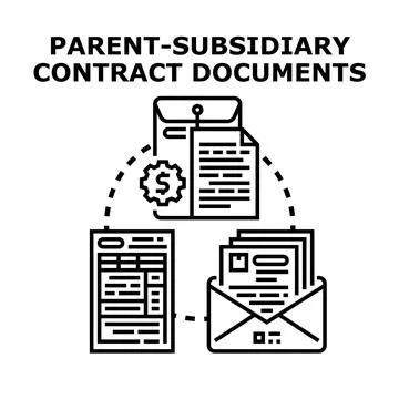 Parent subsidiary contract documents and legal agreements Stock Illustration