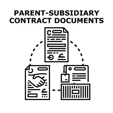 Parent subsidiary contract documents legal agreement concept Stock Illustration