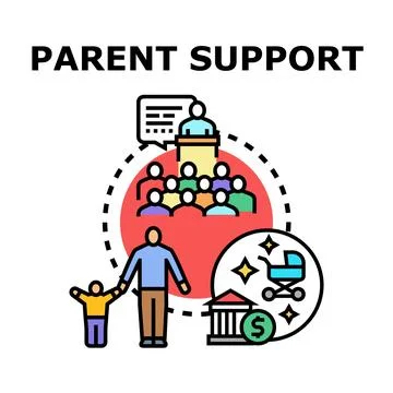 Parent support concept providing financial and community assistance Stock Illustration