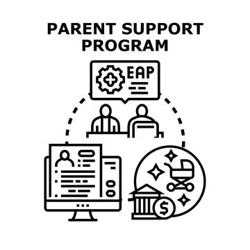 Parent support program offering comprehensive family assistance Stock Illustration