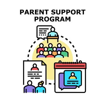 Parent support program offering educational meetings and resources イラスト素材