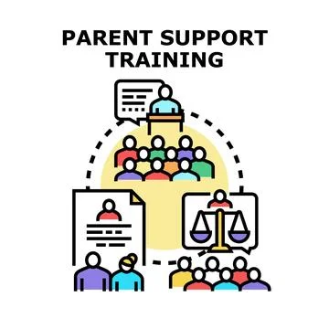 Parent support training, education and legal assistance concept Stock Illustration