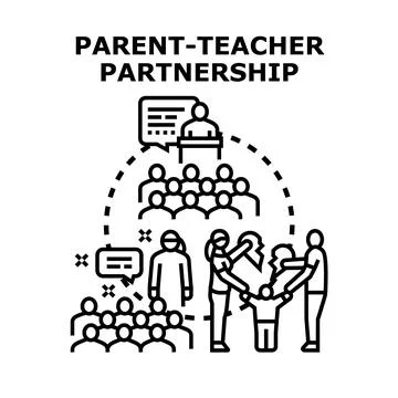 Parent teacher partnership developing child education success Stock Illustration