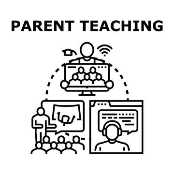 Parent teaching options for children's online and in person education Stock Illustration