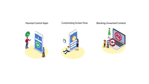 Parental control applications and software isometric 3d Stock Footage 279967961
