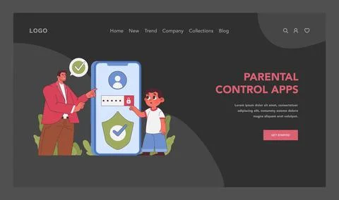 Parental control apps concept. Flat vector illustration Stock Illustration