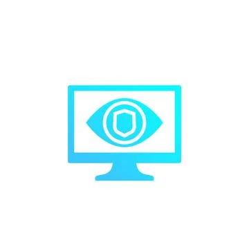 Parental control icon, eye on computer screen Stock Illustration
