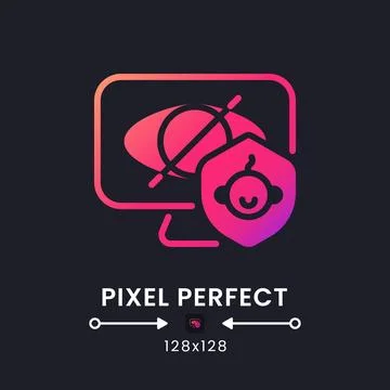 Parental control pink solid gradient desktop icon on black Stock Illustration