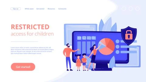 Parental control software concept landing page. Stock Illustration