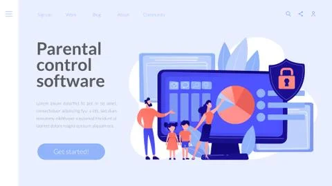 Parental control software concept landing page. Stock Illustration
