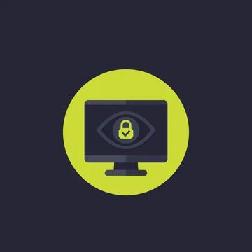 Parental control vector icon with eye and lock on screen Stock Illustration