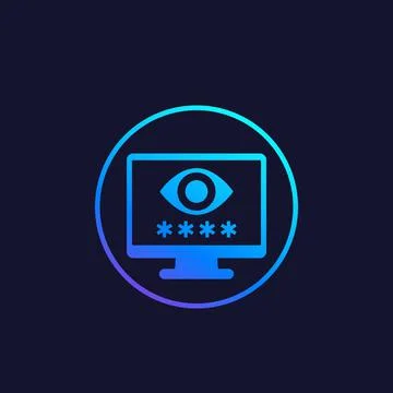 Parental control vector icon with eye and password on screen Stock Illustration
