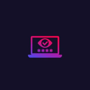 Parental control, vector icon with eye and password on screen Stock Illustration