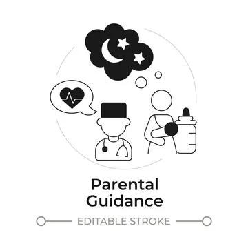 Parental guidance modern flat line concept icon Stock Illustration