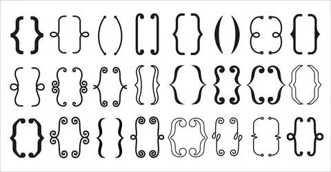 Parenthesis text brackets, line frames and borders Stock Illustration
