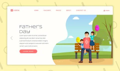 Parenting advice landing page vector template. Fatherhood website homepage Stock Illustration