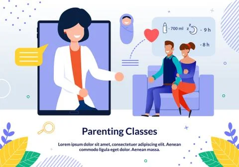 Parenting Classes for Future Parents Vector Banner Illustrazione stock