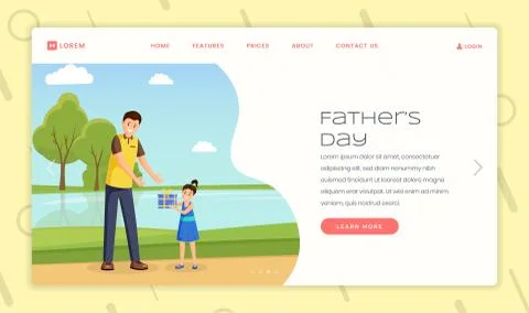 Parenting forum landing page vector template. Single fathers advice website Stock Illustration