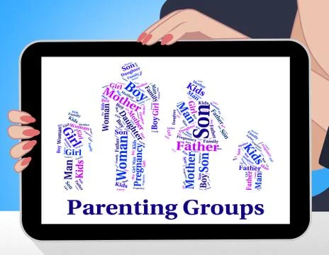 Parenting Groups Indicates Mother And Baby And Association Stock Illustration