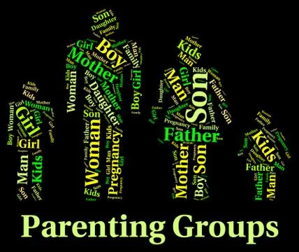 Parenting Groups Indicates Mother And Baby And Association Stock Illustration