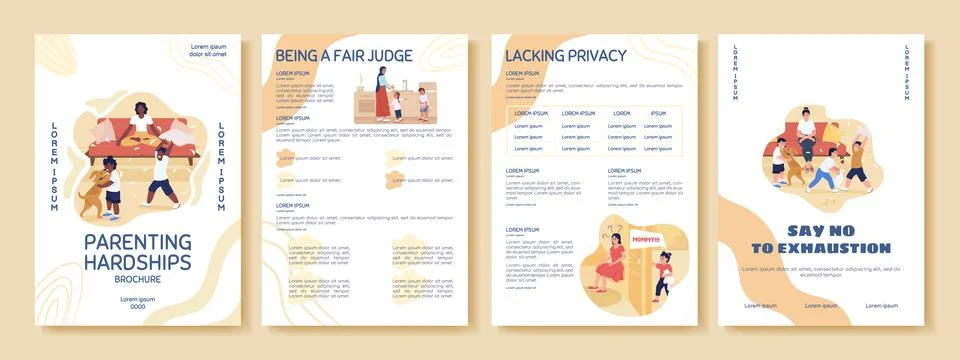 Parenting hardship flat vector brochure template Illustrazione stock