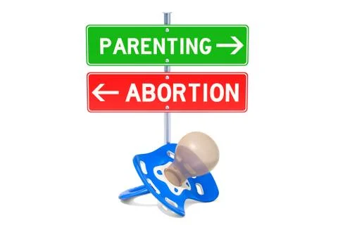 Parenting or aborting road signpost, 3D rendering Stock Illustration