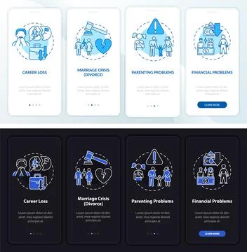 Parenting problems onboarding mobile app page screen Illustrazione stock