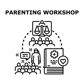 Parenting workshop educating parents about child care Ilustración de archivo
