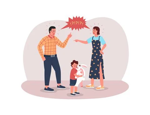 Parents arguing 2D vector web banner, poster Illustrazione stock
