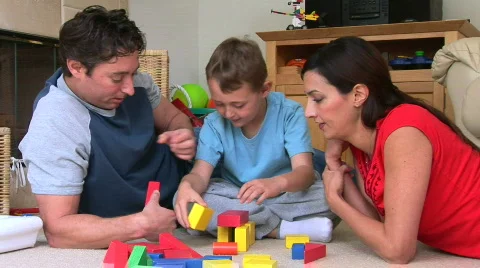 Parents building blocks with son Stock-Footage 827318