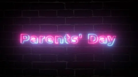 Parents' Day Neon text typography animation 4k video Stock Footage 278600064